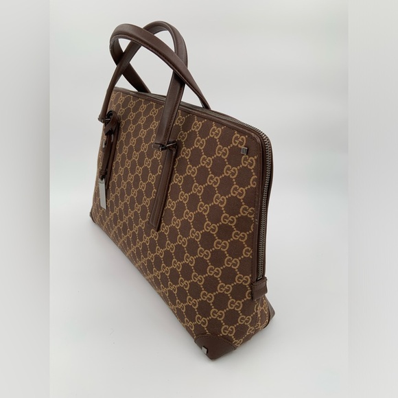 EUC Authentic Gucci Brown Monogram Dome Canvas & Leather Satchel Bag - Picture 6 of 16